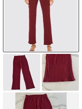 L'Academie Pleated Boot-Cut Pants in Burgundy